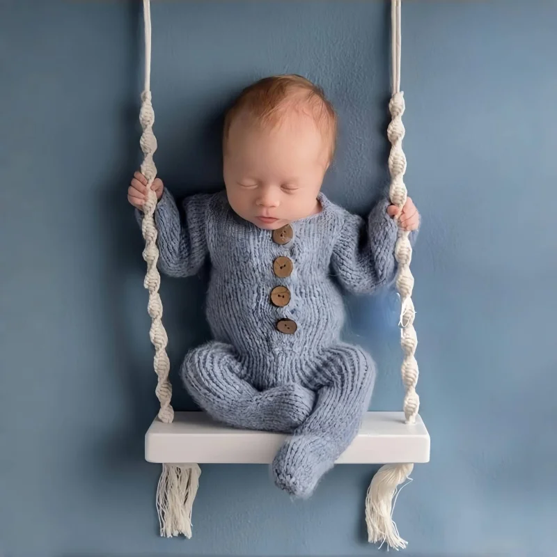 Baby Fotografie Requisiten Neugeborenen Schaukel Stuhl Holz Möbel Kleinkinder Foto Schießen Prop Zubehör Baby Foto Requisiten Schaukeln Image