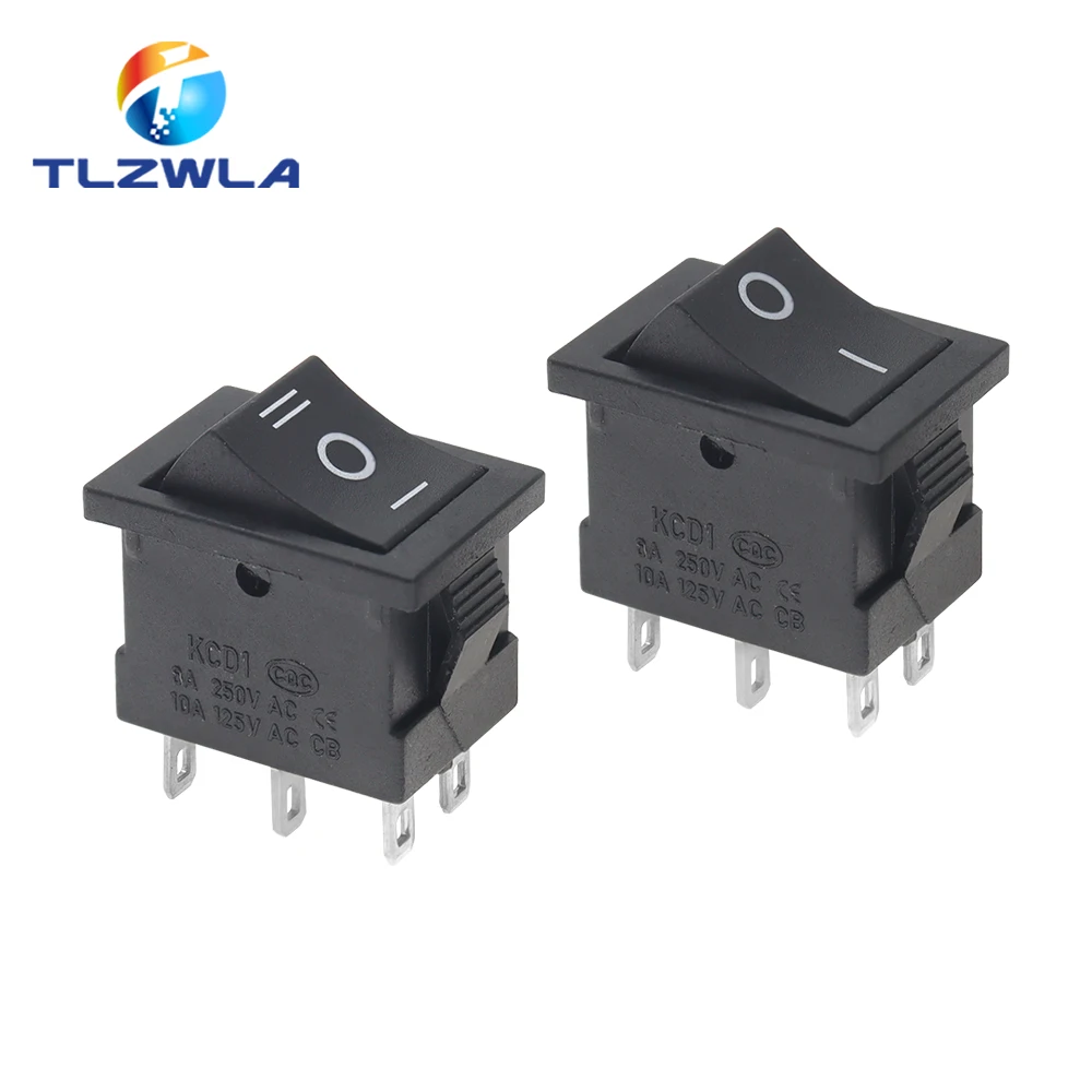 10 Stück 6a/250V 10a/125V 6 Pin 21*15mm 2 Position 3Position Boot Wipp schalter Ein-Aus-Schalter kcd1 schwarz 21x15mm AC Image