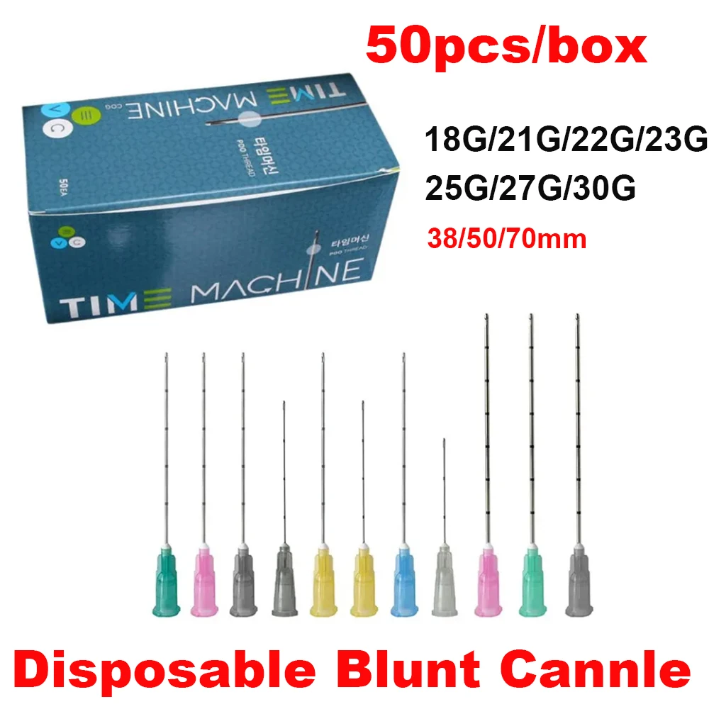50 teile/schachtel Einweg kanüle mit stumpfer Spitze 22g 23g 25g 27g 18g 30g 50mm 70mm stumpfe Körper piercing Tattoo Nadeln Kanülen spritze Image