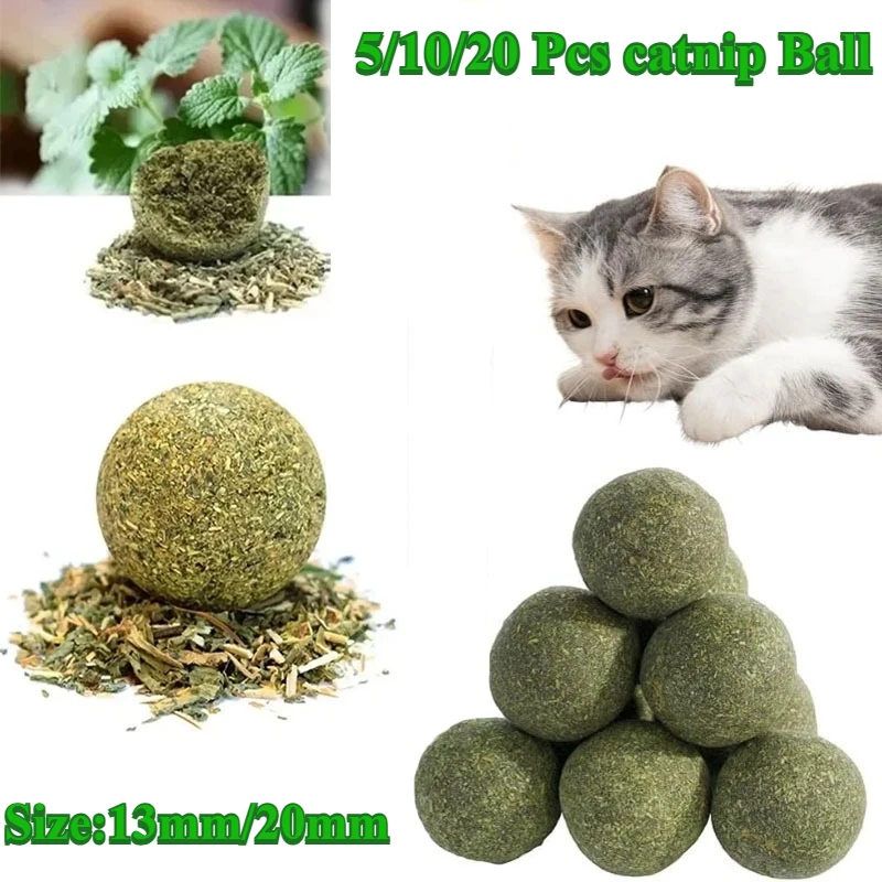 5/10/20 Stück natürliche Katzenminze-Bälle, Kätzchen-Katzen-Nip-Ball, Licker-Spielzeug für Katzen aller Rassen, Lecken Sie Ball-Spielzeug, das Haustierkatzen faszinieren Image