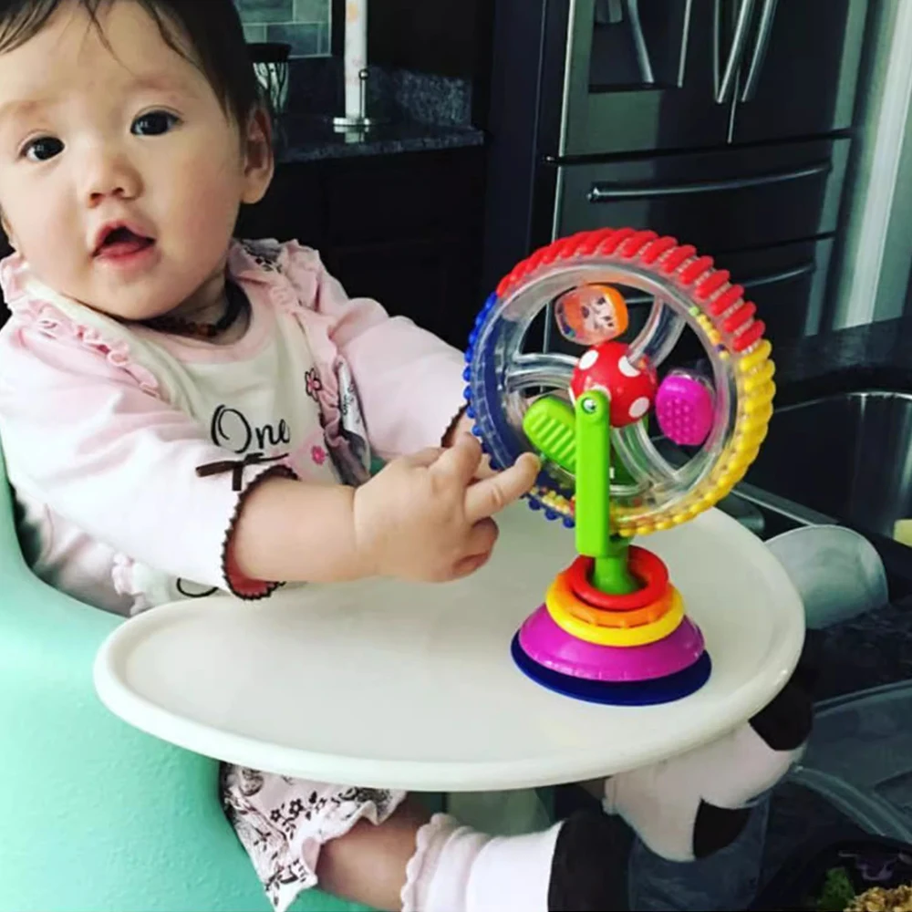 Rotierende Riesenrad-Rassel für Babys mit Saugnapf, Rasselspielzeug, lustiges Fütterungsspielzeug für Babys und Kleinkinder der frühen Entwicklung