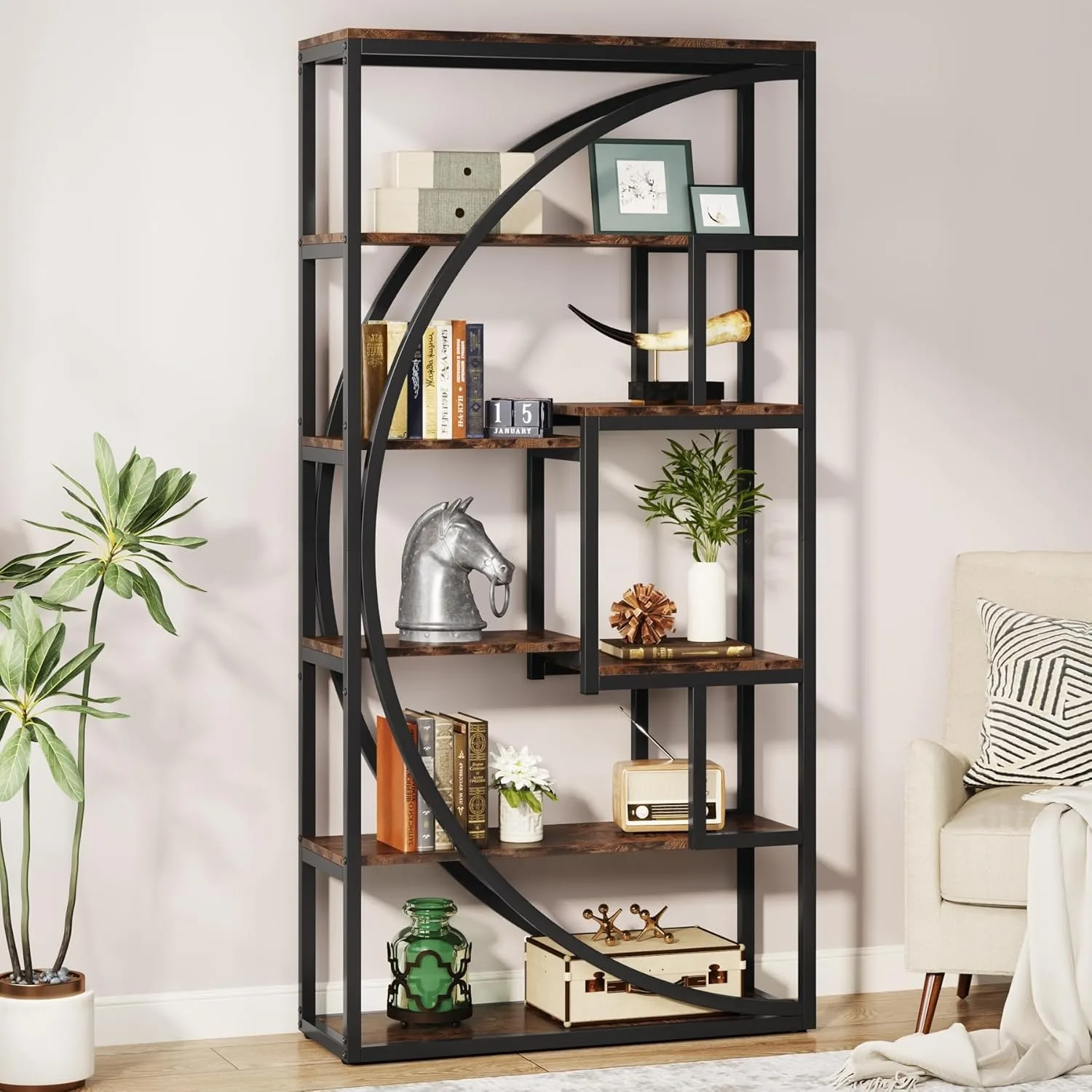 Bücherregal, industrielles 5-stöckiges Etagere-Bücherregal, 70,8 Zoll hohes Bücherregal, Bücherregal, Display-Regal