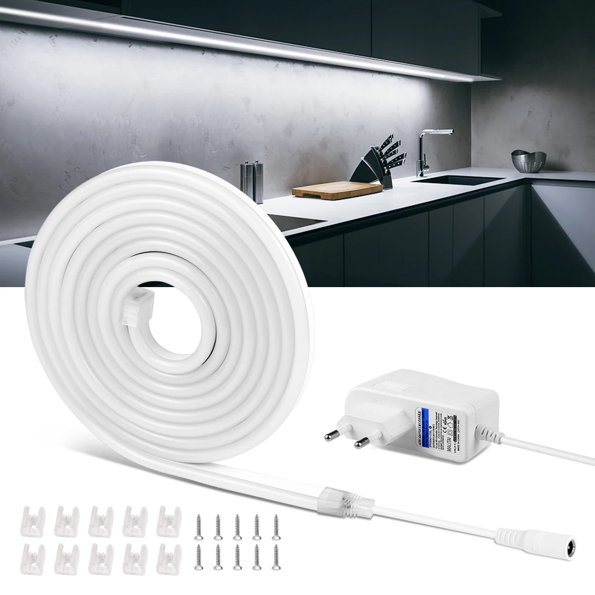 LED-Touch-Dimmbarer Küchenschrank-Hintergrundbeleuchtungsstreifen, wasserdichte Neonleuchte, Nachtlampe für Schrank, Kleiderschrank, Schrankbeleuchtung, Heimbeleuchtung