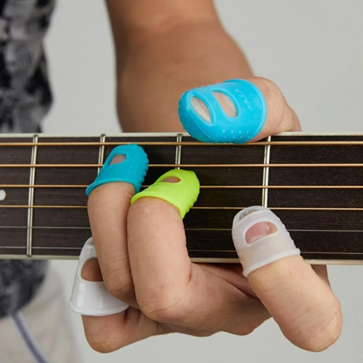Gitarre fingers pitze protektoren 10 pcs silikon fingers chützer 5 größen Image