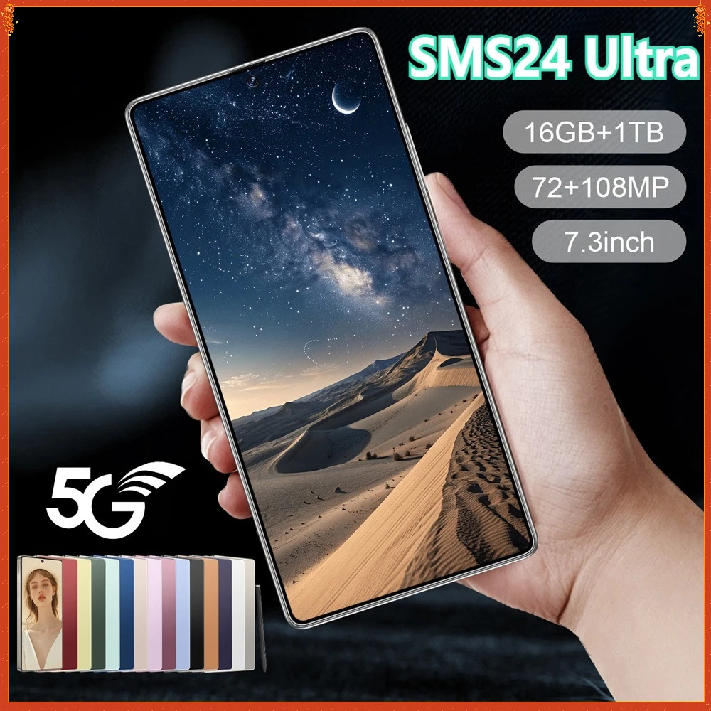 2026 Smartphone 5G für SMS24 Ultra 7,3HD Handy Android 14 72 MP + 108 MP 22G + 2 TB 7800 mAh entsperrte Mobiltelefone Dual Sim Image