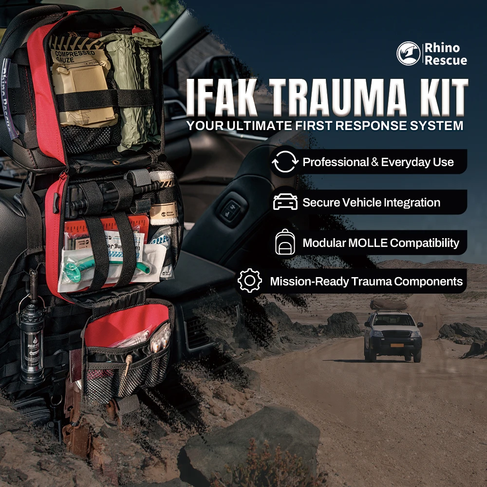 RHINO RESCUE großes Auto-Erste-Hilfe-Set IFAK POUCH Molle medizinische Tasche für Reisen, Wandern, Camping (leerer Beutel) Image