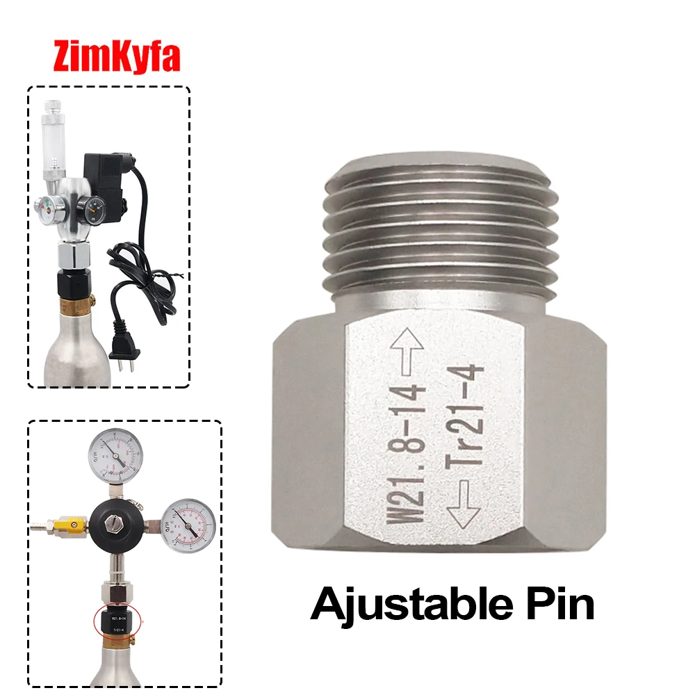 Adapter-Konverter auf W21.8-14 für Sodastream Aquarium Fish oder Homebrew Beer Corny Keg Co2-Tankregler, verstellbarer Stift Image