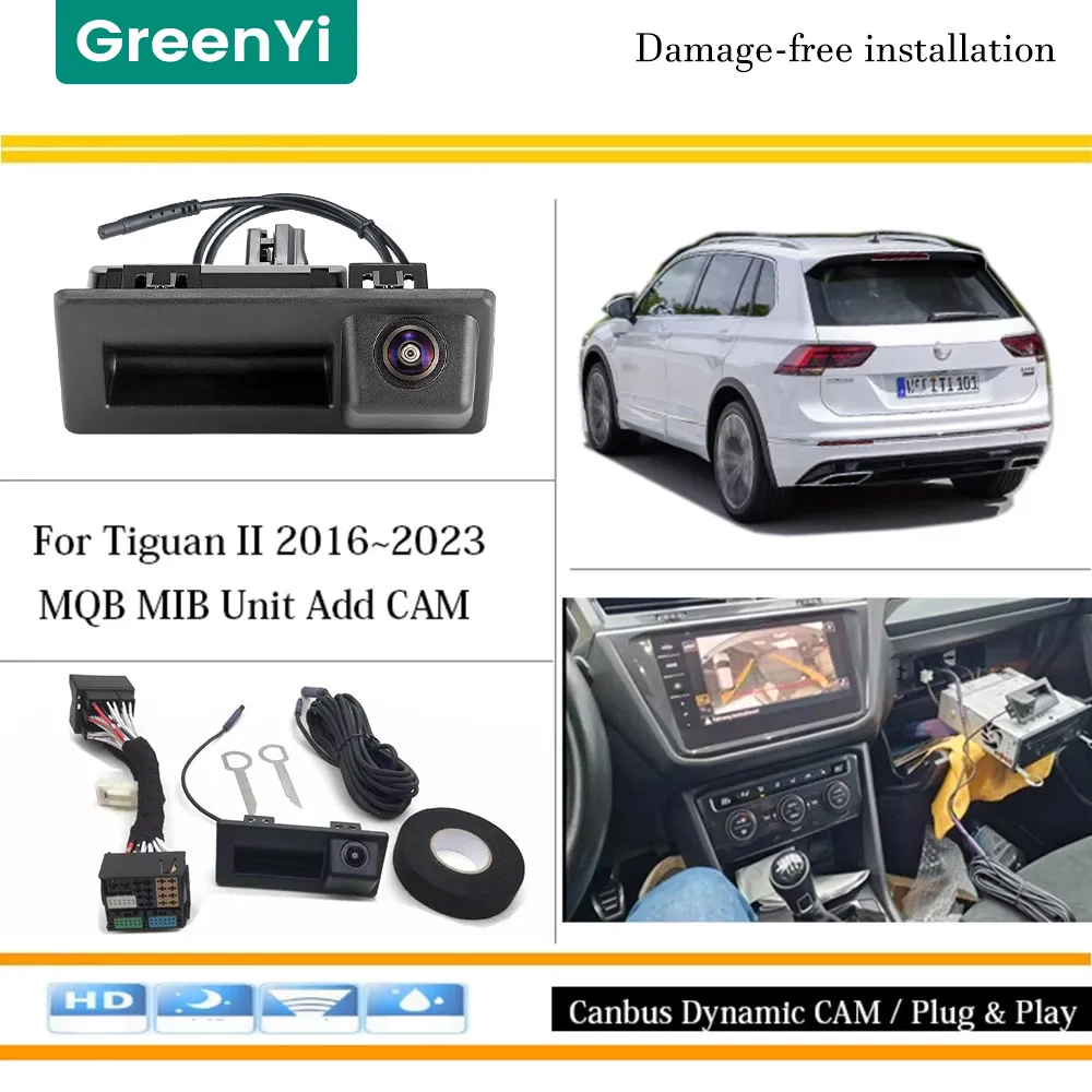 GreenYi Canbus Dynamische Kamera Für VW Tiguan ll 2016 ~ 2023 Rückansicht Kamera Rückfahr CAM Für MLB Einheit Original bildschirm Plug & Play Image