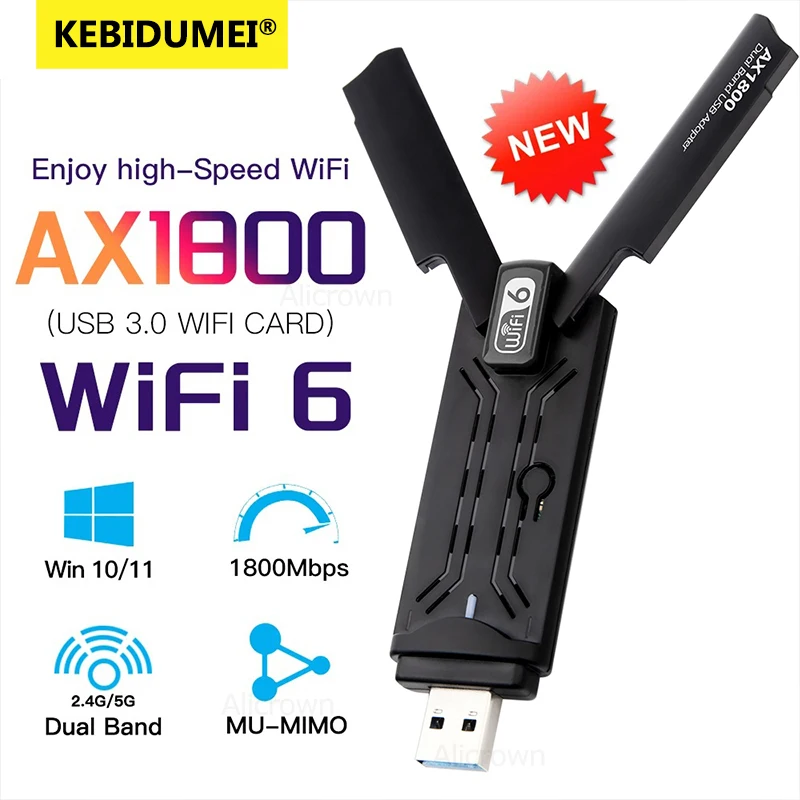AX1800 USB WiFi 6 USB 3.0 Adapter Dual Band 2,4G/5Ghz Wi-Fi Empfänger Dongle Wifi Netzwerk Karte Wireless für PC Laptop Win10/11 Image
