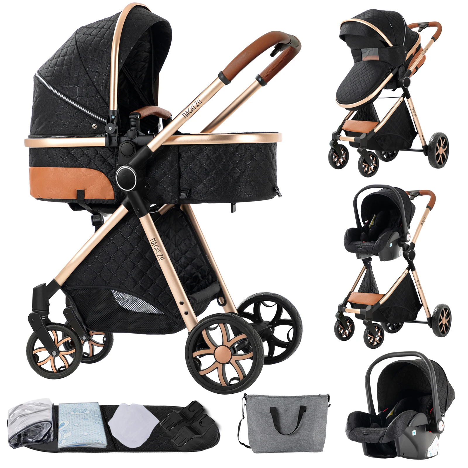 Kinderwagen, 3-in-1-Kinderwagen, leichter Kinderwagen, kompakter faltbarer Kinderwagen, Kinderwagen für Neugeborene, Reisesystem, Kinderwagen, Baby-Buggy