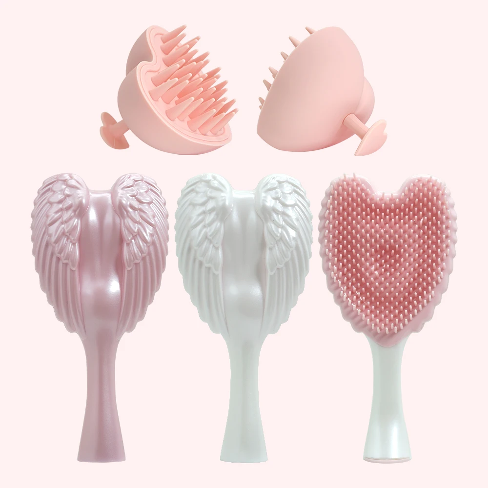 Mini Angel Entwirrende Haarbürste Silikon Shampoo Bürstenkopf Kopfhaut Massage Kämme für Valentinstag Jubiläumsgeschenke für Frau