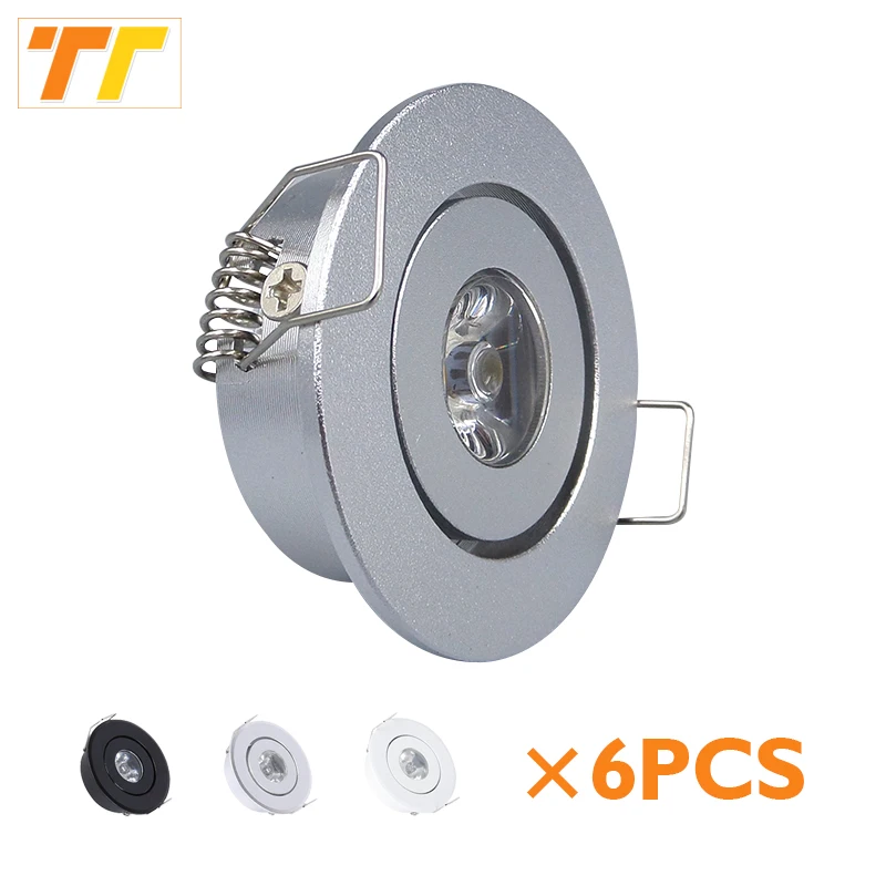 6 Stück LED Mini Downlight 3W 1W Dimmbares Spotlicht Einbauleuchten AC85-265V Deckenleuchte Aluminium 52mm