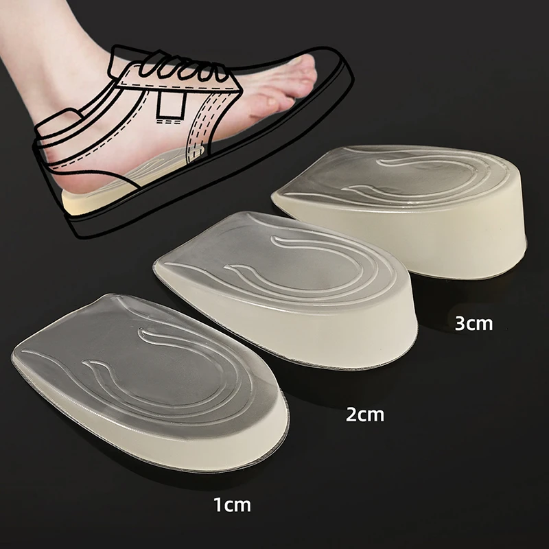 Silikon-Gel-Einlegesohle zur Erhöhung der Höhe, Fersenhebeinsätze, Schuh- und Fußpflegeschutz, elastisches Kissen, Fußgewölbe-Stützeinlage für Unisex Image