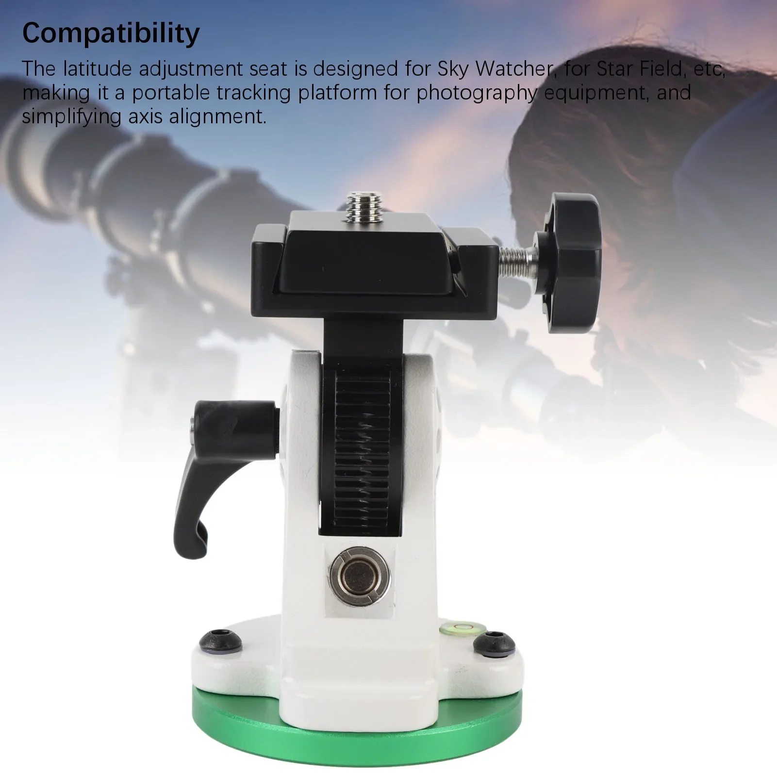 Äquatoriale Keil-Teleskophalterung aus Aluminiumlegierung, Breitengrad-Einstellbasis, 3/8 Gewinde, tragbares Design, Zubehör für Astronomie-Teleskope Image