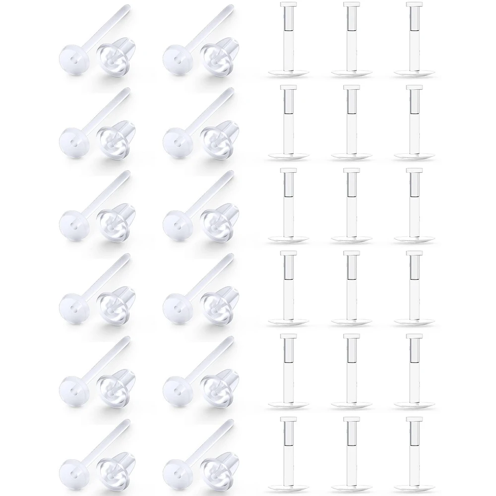 Unsichtbare Kunststoff-Ohrringpfosten, transparenter Ohrlochhalter, Ohrstecker, transparente Ohrabstandshalter, Knorpel-Piercing-Schmuck für Männer und Frauen Image