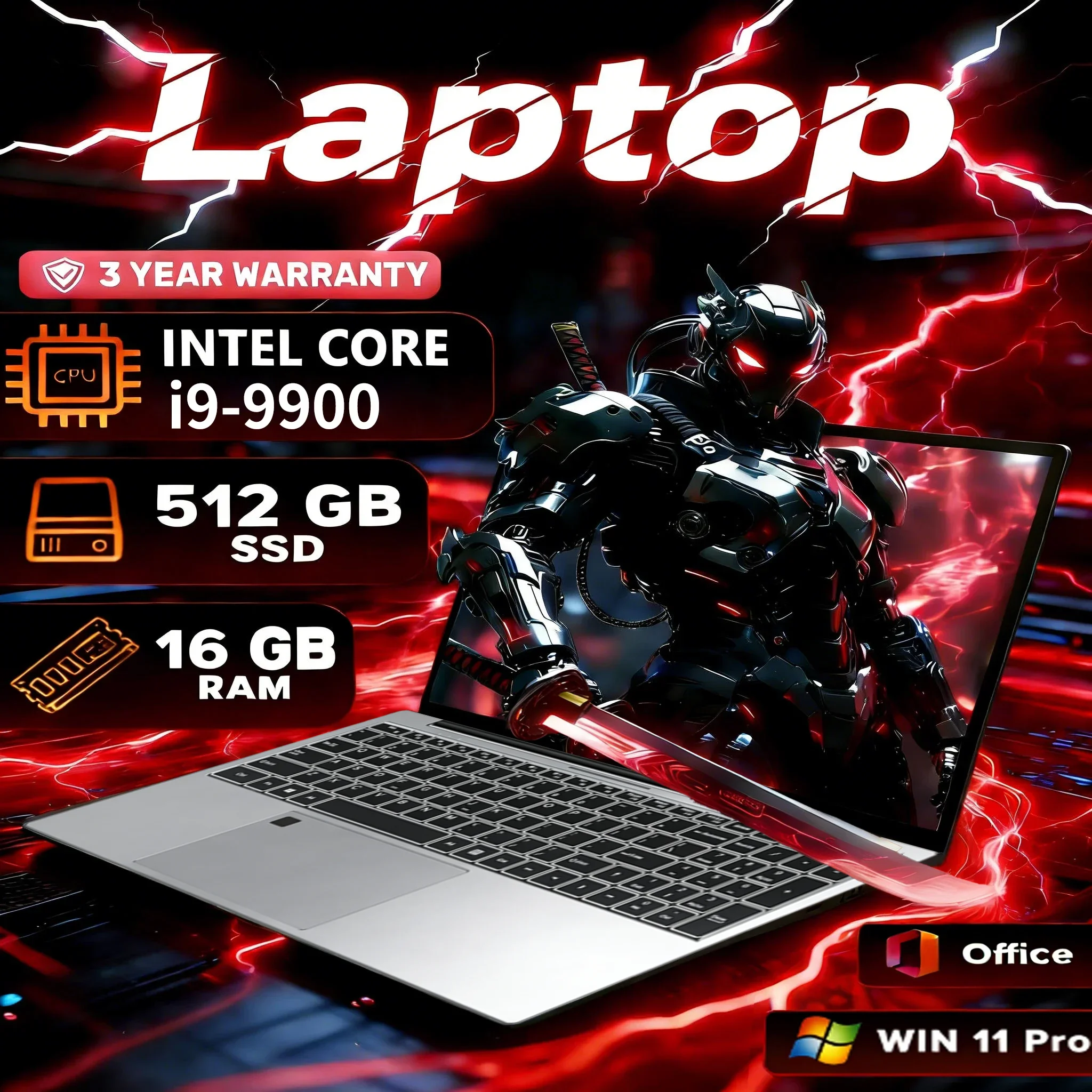 15,6-Zoll-Windows-11-Pro-Laptops mit Intel Core i9-9900, 16 GB RAM, 1 TB SSD, Office, Gamer, Lern-Notebook, Computer, PC Image