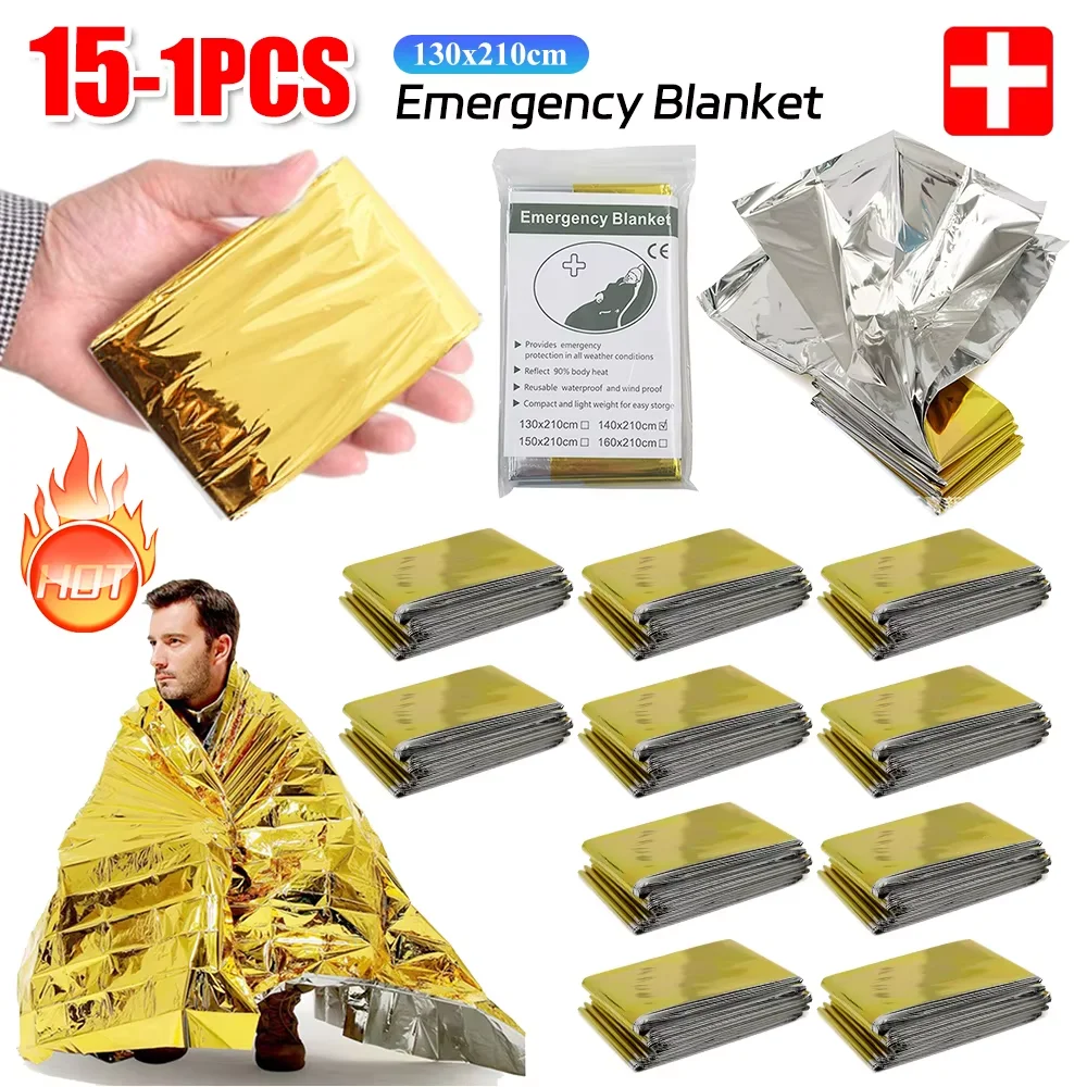 2/3/5/10 Stück faltbare Notfalldecke – wasserdichter, winddichter Sonnenschutz für Camping und Überleben Image