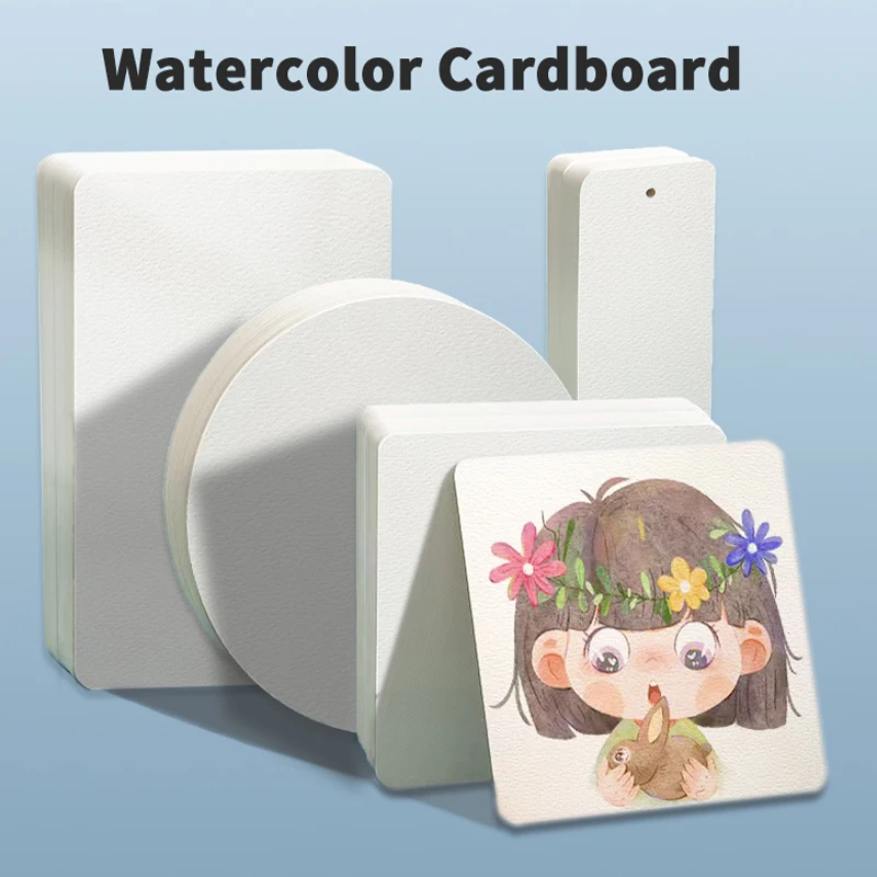 Aquarellpapier, quadratisch/rund, 50 Blatt, professionelle Zeichenkarte, Aquarellpapier, Postkarte zum Malen, Schulbedarf Image