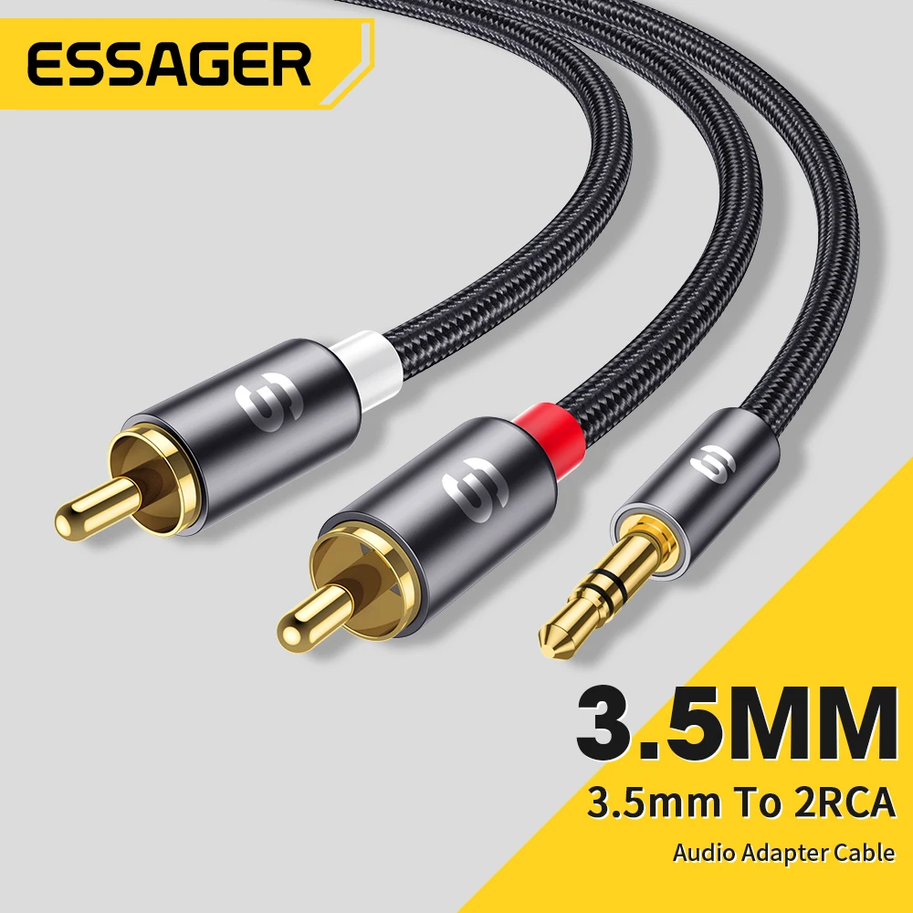 Essager RCA Audio Kabel Stereo 3,5mm zu 2RCA Kabel Stecker Auf Buchse AUX RCA Jack Y Splitter Für Verstärker audio Heimkino Draht Image
