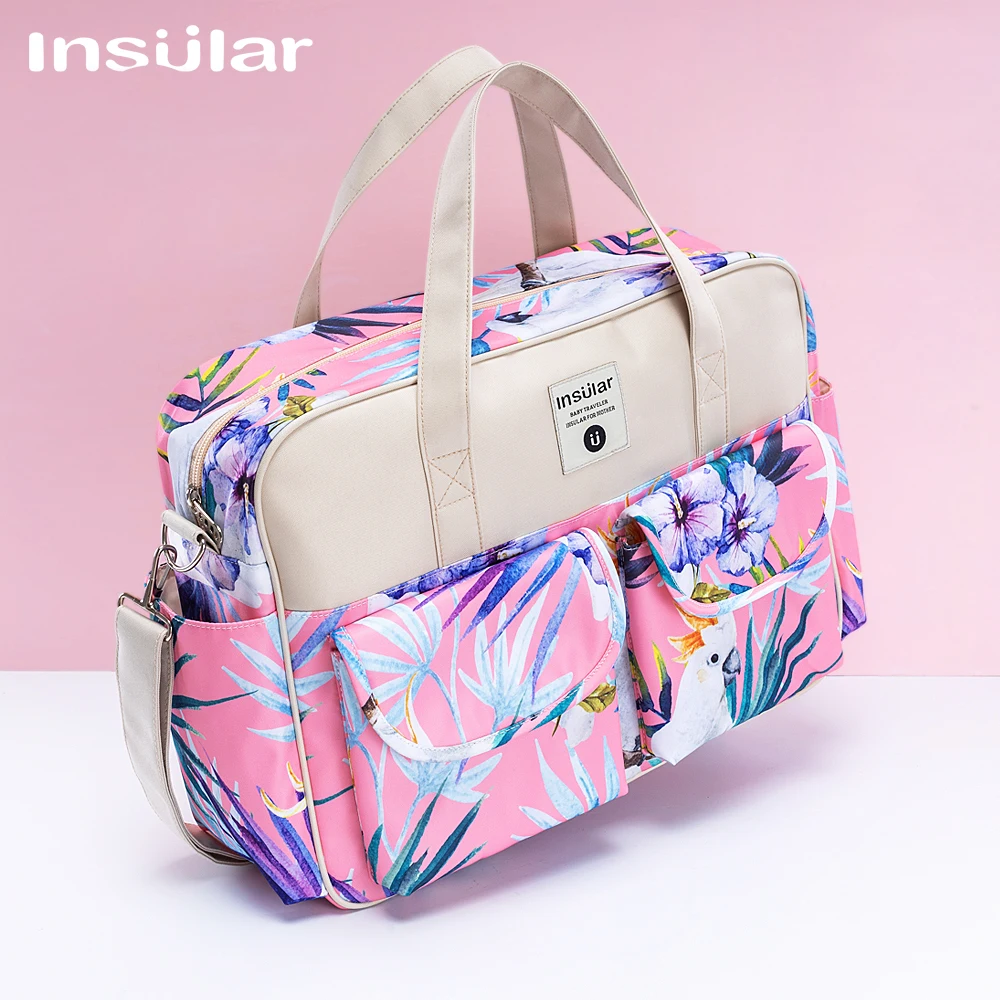 Insel Baby Wickelt aschen große Kapazität Mama Reise Umhängetasche wasserdichte Baby Windel tasche tragbare Kinderwagen Tasche für die Baby pflege Image