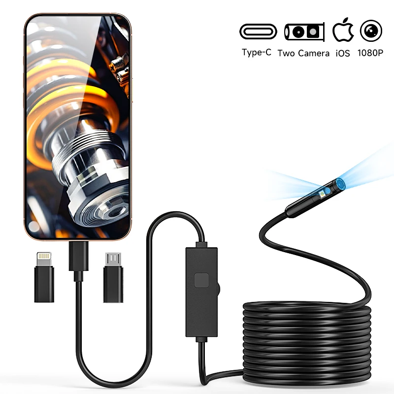 HD1080P Endoskop 3in1 Micro USB Typ-C Single Dual Kamera für IOS iphone Android Telefone Wasserdichte 8MM auto Inspektion Endoskop Image