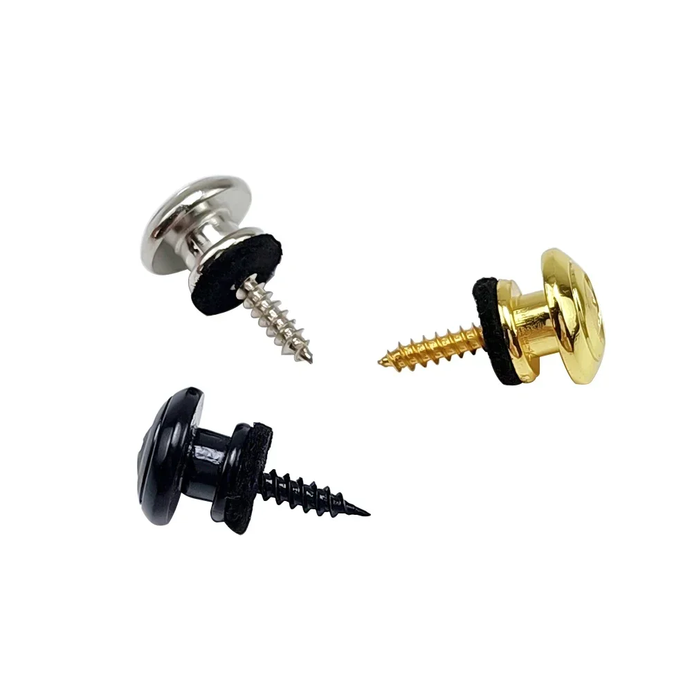 2 stücke Pilze Kopf Schnallen Gitarre Strap Schwanz Tasten Strap Locks Nagel Chrom End Pin mit Filz Spacer Gitarre Teile Zubehör Image