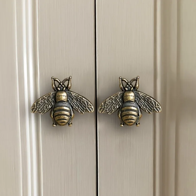 6 Stück Vintage Antik polierte Bienenschrankgriffe Retro Bienenstock-Stil Bar-Form Schubladengriffe für Heimdekoration und Küchenschränke