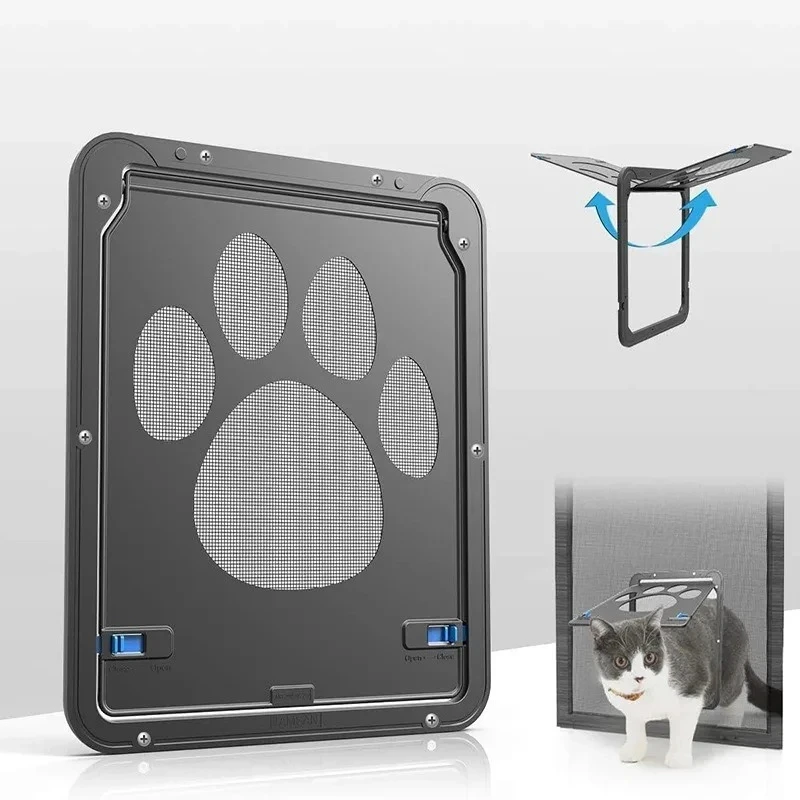 Haustiertor, Katzentür, sicher, abschließbar, magnetischer Bildschirm, für Hunde, Katzen, Fenster, Haus, frei betreten, modisch, hübscher Garten, einfache Installation Image