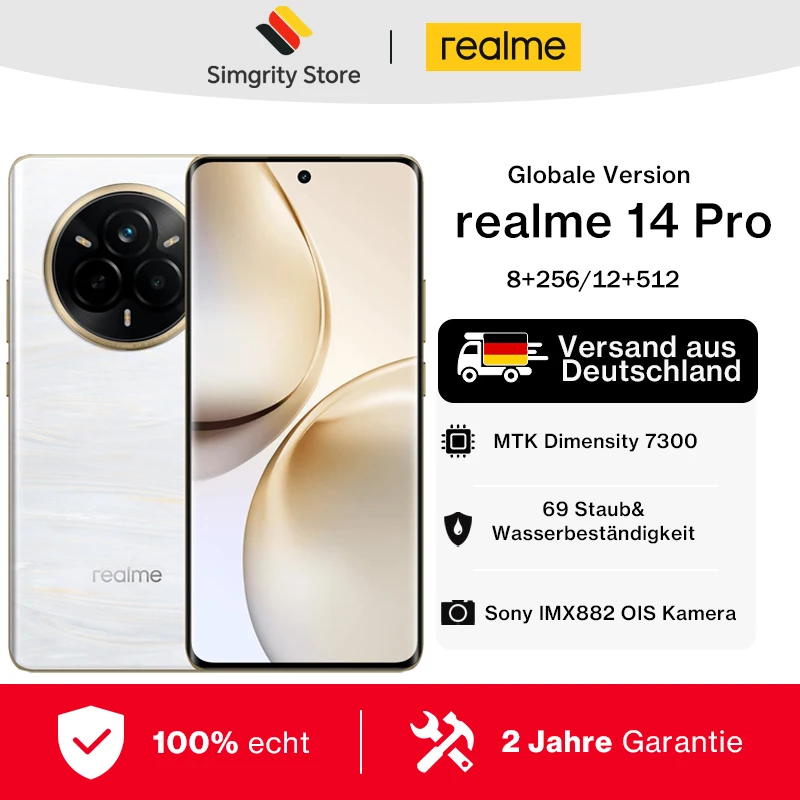 realme 14 Pro smartphones 5g android 15 MTK Dimensity 7300 Sony IMX882 OIS Kamera IP69 5260mAh/6000mAh Akku 45W SUPERVOOC Image