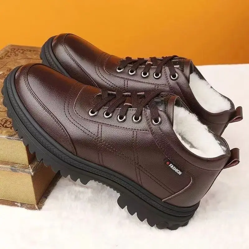 Neue Winter herren stiefel Verdickt Vielseitige Baumwolle Schuhe Casual Gepolsterte Schnee Stiefel Männliche Leder Schuhe Im Freien nicht slip Schuh Botas
