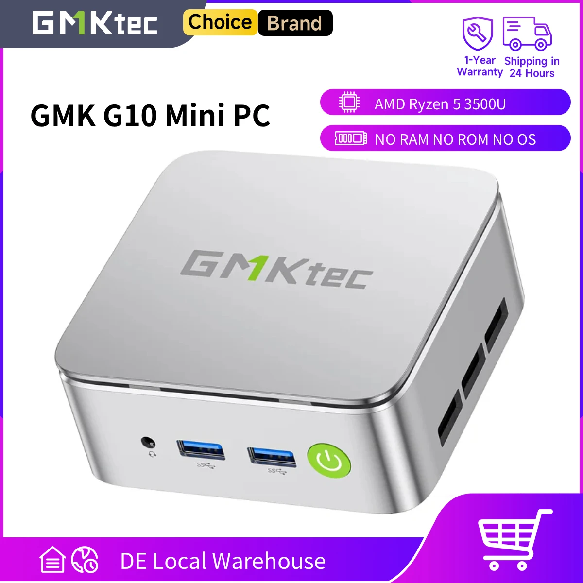 GMKtec G10 Mini-PC AMD Ryzen5 3500U (Schlägt N150/N97) Barebone 2.5GbE NIC LAN HTPC Proxmox Mini-Computer, Dreifache 4K-Anzeige WiFi 5