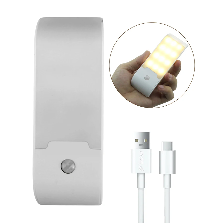 Wiederaufladbares LED-Nachtlicht mit Bewegungsmelder, tragbare Nachttischlampe für Küchenschrank, Schlafzimmer, Treppen, Flur – energieeffizient