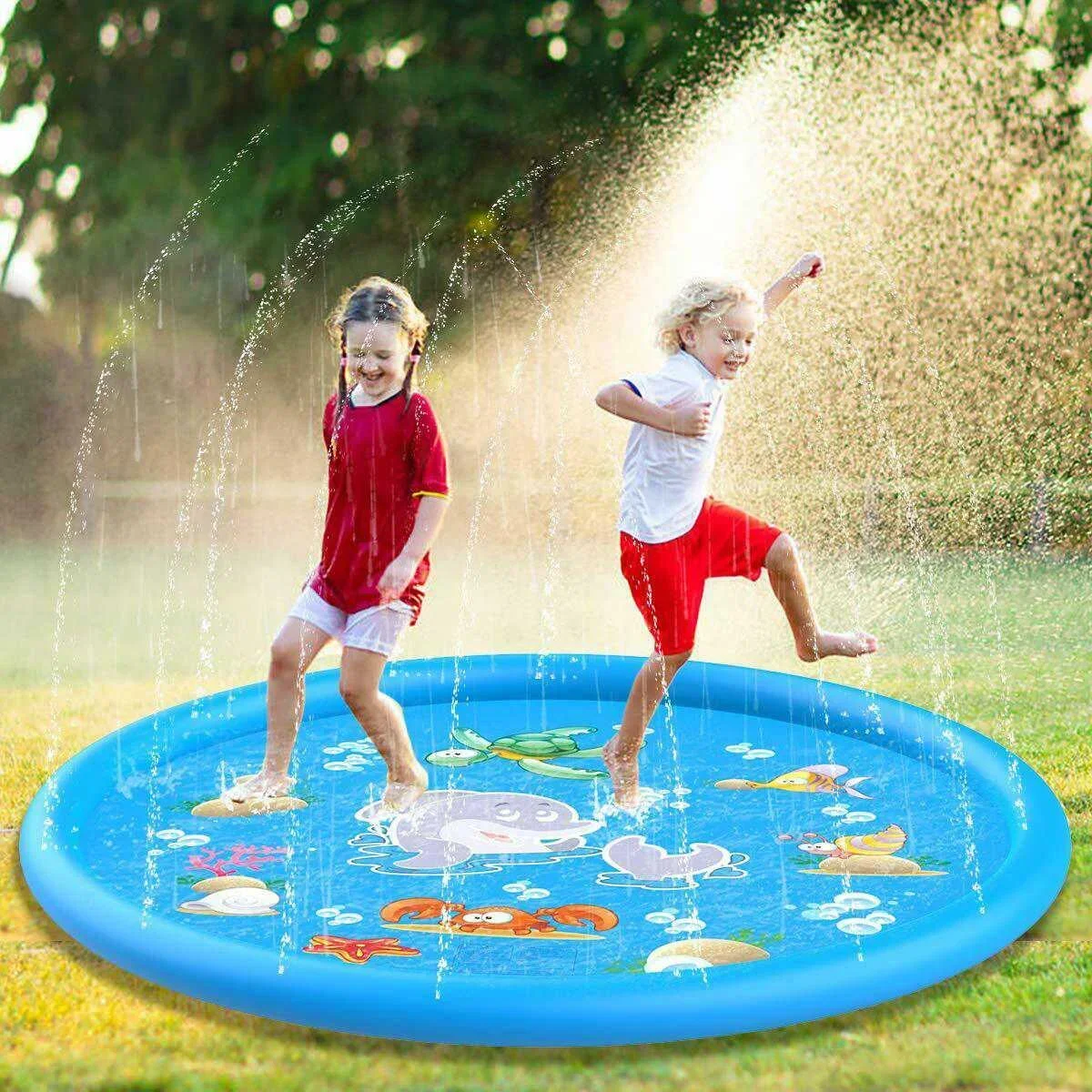 100/170 cm Kinder Spielen Aufblasbare Wasser Sprinkler Pad Strand Spray Matte Outdoor Spiel Spielzeug Rasen Schwimmen Pool Matte kinder Spielzeug Image