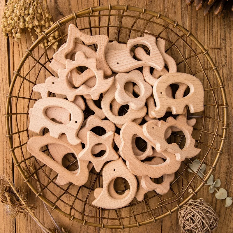 1pc Baby Beißring Holz Tier Schnuller Anhänger BPA FREI Buche Koala Nagetier Zahnen Spielzeug Kinder Produkte Geschenke Image