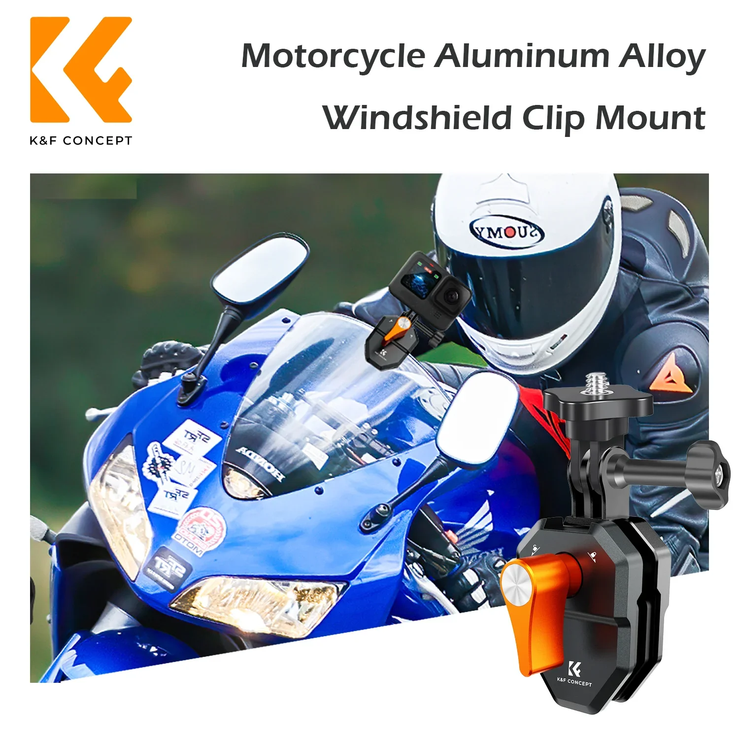K&F CONCEPT Windschutzscheiben-Klemme für GoPro HERO 13/12/11/10 Motorrad-Kamerahalterung für DJI Osmo Action 5/4/3 Insta360 X5/ Image
