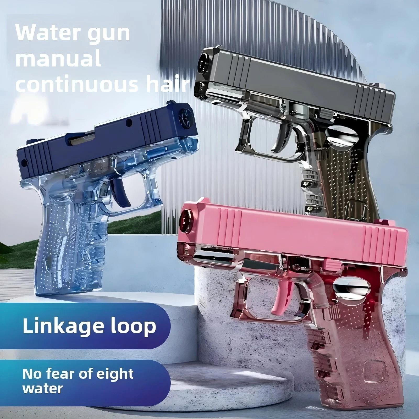 Heißer Mini Desert Eagle Mechanische Kontinuierliche Abfeuung Wasser Pistole Kleine Pistole Sommer Outdoor Strand Schlechte Spielzeug Schießen Wasser Pistole für Kinder Image