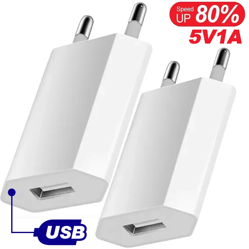 1-5PCS EU Stecker Telefon Ladegerät 5V/1A Wand USB Home Reise Power Adapter für Xiaomi Samsung Huawei Google Telefon Ladegerät Kopf Block Image