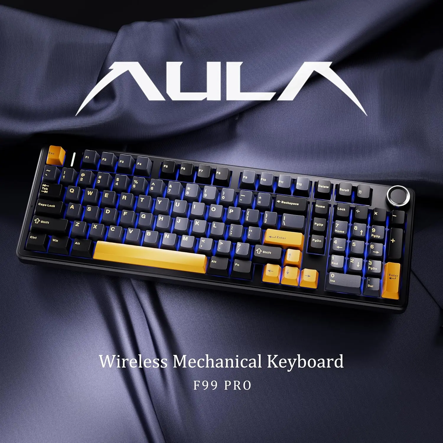 AULA F99PRO Gaming Mechanische Tastatur 99 Tasten Drei Modi Kabellos Hot-Swappable Gasket-Struktur Anpassbare Tastatur mit Medienregler Image