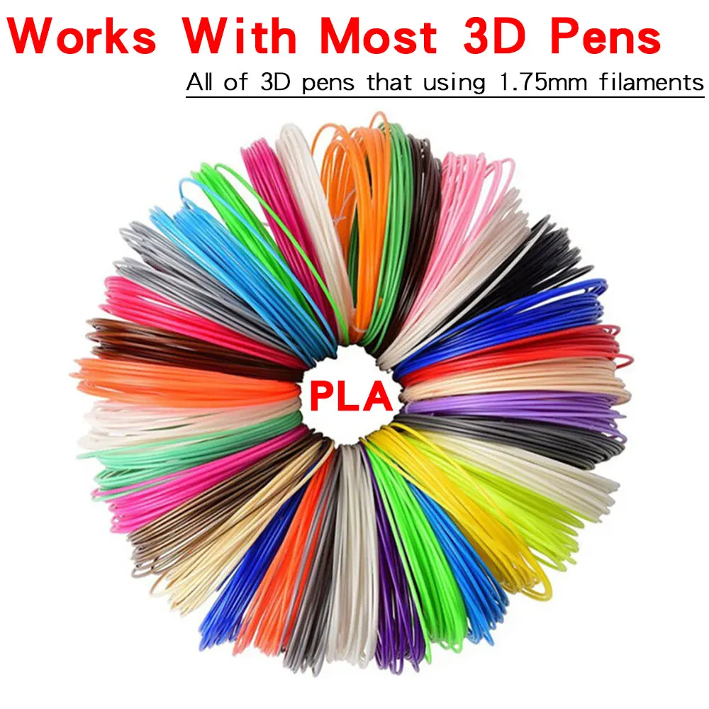 PLA Farbiger, geruchloser Sicherheits-Kunststoff-3D-Stift, Filamentdurchmesser 1,75 mm, für 3D-Druckstift, Kindergeburtstag, kreatives Weihnachtsgeschenk Image