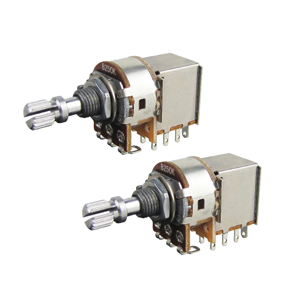 FLEOR 2PCS Push Pull Potentiometer Kurzschaft Gitarrentöpfe 500K /250K für E-Gitarre Bass Image