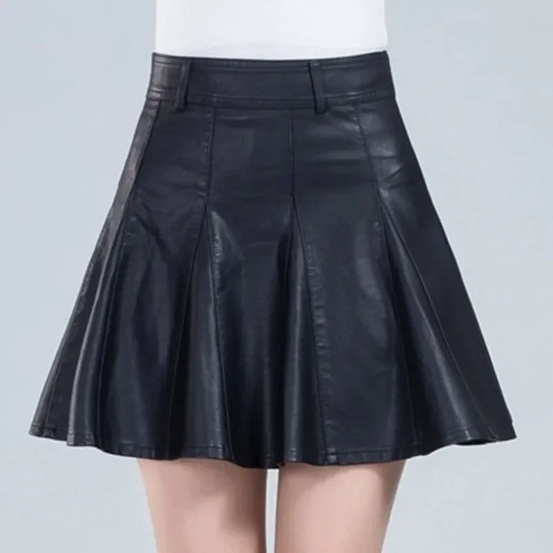 Frau Röcke Elegante Plus Größe Neue Mode Koreanische Stil Echte echtem Leder Röcke Hohe Taille Mini Rock Frauen Sexy Rock