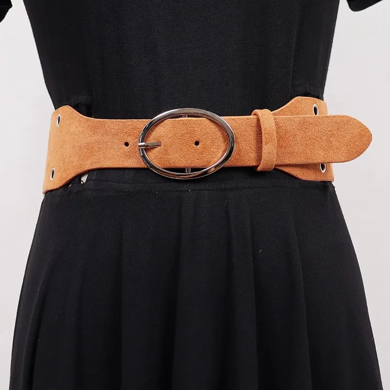 Frauen Runway Fashion Faux Wildleder Leder Cummerbunds Weibliche Kleid Korsetts Bund Gürtel Dekoration Breiten Gürtel R1355 Image