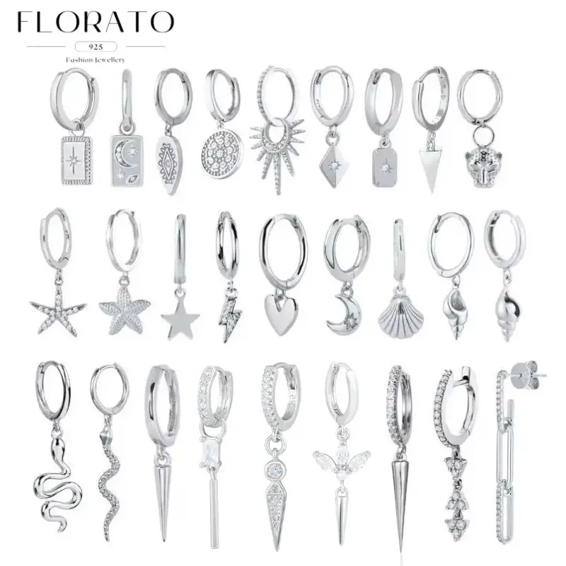 1 Paar hochwertige Silberohrringe der Serie 925 aus Sterlingsilber, luxuriöse Creolen, CZ-Ohrringe, Modeschmuck Image
