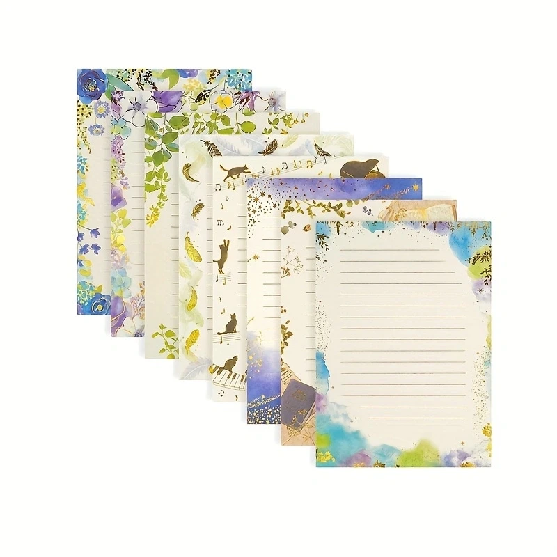 Süßes A5-Set mit farbigem Goldfolienprägung, ausgefallen, liniert, 32 Blatt, Briefpapier, Schreibbriefpapier-Set für DIY-Handwerk, Hochzeitseinladung Image