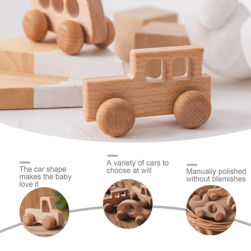 Lassen sie Machen Holz Baby Spielzeug 0 12 Monate 1PC Spielzeug Für Babys Buche Auto Hedgehog Elefanten Pädagogisches Kleinkinder entwicklungs Neugeborenen