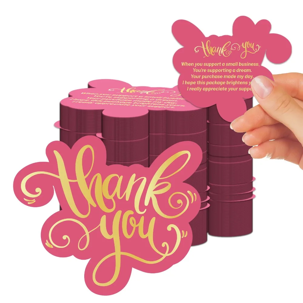100 Stück einzigartige Dankeskarten für kleine Unternehmen, rosa Dankeskarten für kleine Unternehmen Image