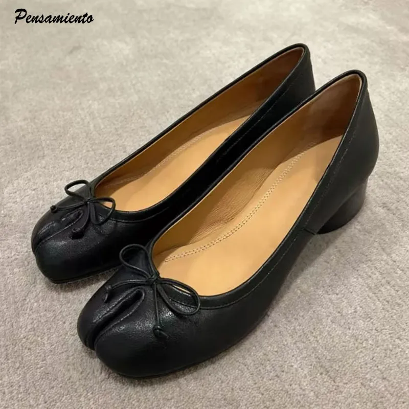 Mode Plissee Designer Split Toe Frauen Pumpen Komfort Weiches Leder 3,5 cm Niedrigen Absätzen Ballett Ballerina Casual Tabi Loafers Schuhe