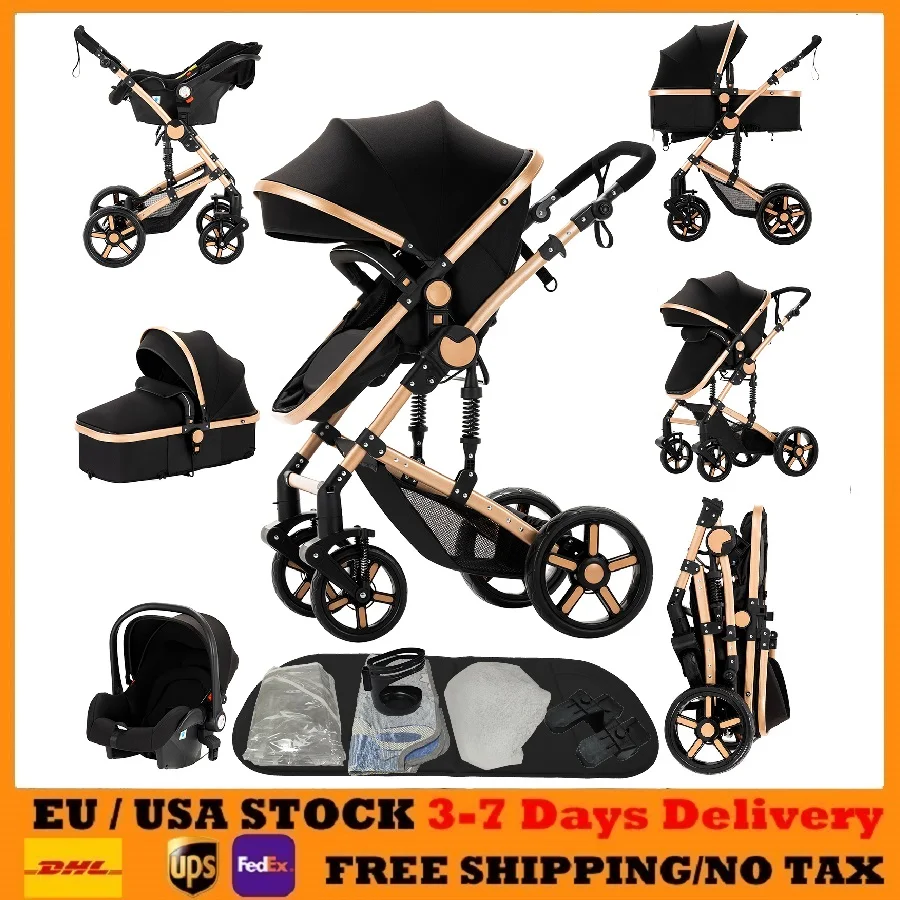 Kinderwagen 3-in-1-Kinderwagen Kinderwagen Babyautos leichte Kinderwagen Babyautositz Kinderwagen mit einer Hand zusammenklappbarer Kinderwagen