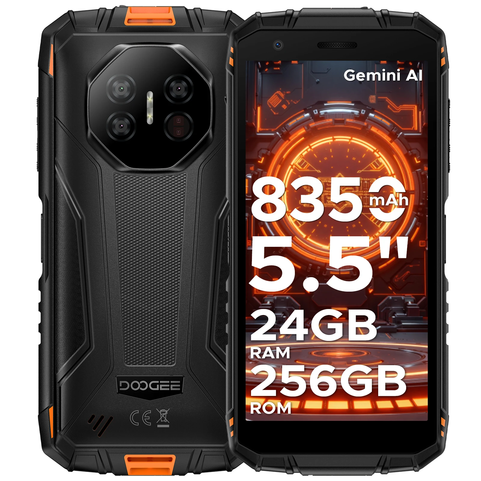 DOOGEE Fire 3 Ultra Robustes Telefon Gemini AI Android 15 8350 mAh Akku 24 GB (6 + 18), 256 GB UNISOC T7200 Widevine L1 NFC-Telefon Image