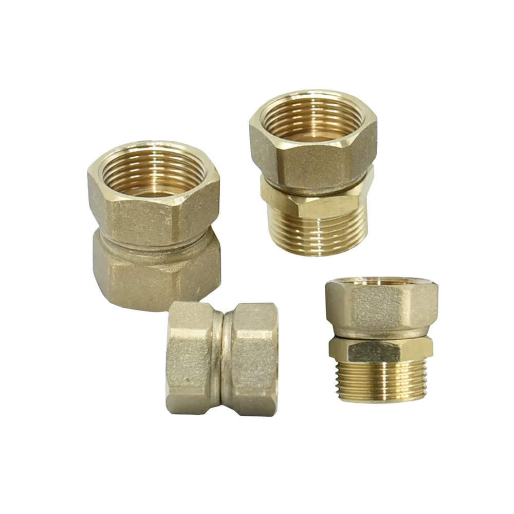 Messing 1/2 3/4 1 zoll Männlich Weiblich Gewinde Stecker Dreh installation Metall Gewinde Wasser Rohr Anschluss Kupfer Reparatur Armaturen Image